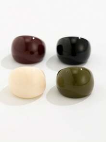 1 buc Inel Retro din Rășină pentru Femei, Inel Asimetric Solid Transparent Multicolor cu Gradient, Inel Personalizat Exagerat Elegant Asimetric Geometric Negru Alb Maro Culoare Mov, Potrivit pentru Purtare Zilnică, Adunări, Întâlniri, Petreceri, Un Inel Cadou Minunat pentru Femei de Sărbători, Aniversări