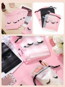 10pcs/Eyelash Care Bag With Pull String, Cosmetic Storage Bag, Travel Size, Eyelash Storage Pouch, Eva Pink Makeup Bag, Cute Mascara Design, Brushes And Beauty Essentials - A Cosmetic Storage Box