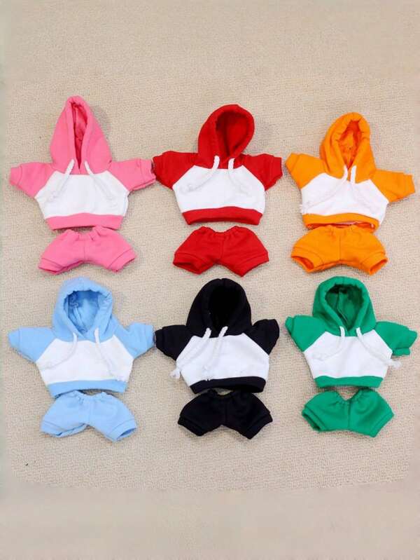 1pc Pastel-Colored Drop-Shoulder Hoodie Set With Interchangeable Doll Outfits.Clothes For La Bubu 17cm Idol Dolls.