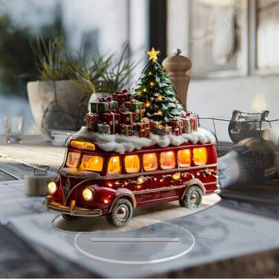 迷人的亚克力圣诞雪车装饰 - 18.01 厘米 X 16.07 厘米 - 非常适合卧室、客厅等 - 室内/室外节日艺术品，圣诞节的理想礼物