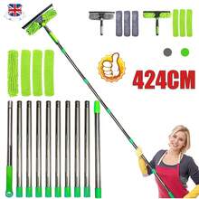 Telescopic Extendable Window Cleaner Equipment Glass Cleaning 4.5m Squeegee UK - Green - View 9