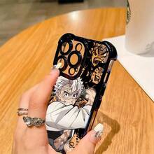 Funda para Teléfono Anime Cool S-Shinazugawa S-Sanemi Compatible con for  16E 16 15 14 13 12 11 Mini Pro Max Air X XR XSMAX 8 7 Plus, Antigolpes, Transparente, Tapa Trasera Suave, Funda de Teléfono Fate, Fundas para Teléfono - Negro - Ver 6
