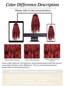 Größenverstellbar, burgunderrote Perücke, hitzebeständige 28 Zoll Körperwellen-Haarperücke mit Pony für Frauen - perfekt für den täglichen Gebrauch und Partys, Halloween