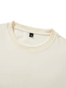 Camiseta de manga larga de poliéster ligera de unicolor, versátil y minimalista para uso casual y deportivo, para primavera/otoño - Albaricoque - Ver 4