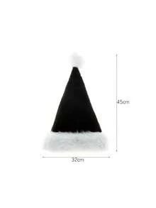1 Pack Black Santa Claus Hat, Plush Thick Faux Fur Party Hat Suitable For Christmas Decoration Gifts, Hand Washable And Reusable, Feather-Free And Electricity-Free Christmas Hat