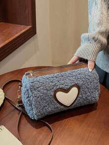 Faux Shearling Makeup Bag, Versatile Shoulder/Handbag, Autumn/Winter New Stylish Tote, Minimalist One Shoulder Crossbody Bag,Pouch,Makeup Pouch,Travel Essential - Multicolor - View 5