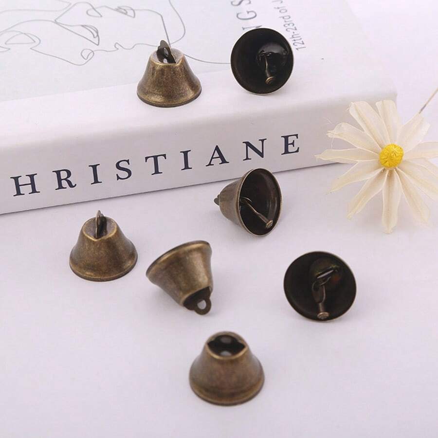 5 件复古青铜圣诞铃铛 - 圣诞老人主题金属门铃，适合 DIY 家居和派对装饰