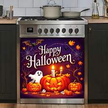 1 pièce Autocollant magnétique plat avec motif fantôme et citrouille d'Halloween, facile à nettoyer au lave-vaisselle, sans colle nécessaire, convient aux appareils de cuisine (lave-vaisselle, réfrigérateur), décoration de fête, accents saisonniers pour la maison, lavable et réutilisable, décoration intérieure