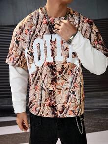 男士印花圆领长袖T恤，秋季 - 彩色 - 查看 6