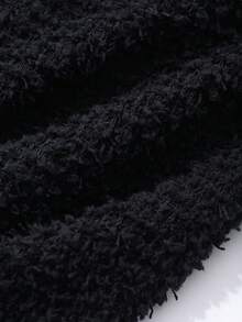 Livesso 女式纯色网眼拼布长袖休闲上衣 - 黑色 - 查看 6