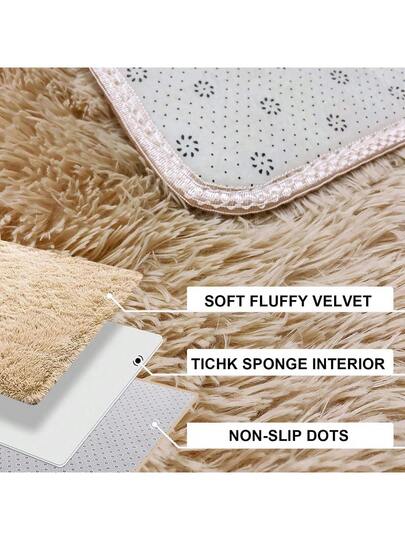 Moderne Indoor Zachte Lightweight Vloerkleed Living Room Bedroom Dorm Polyester Tufted Throw Runner Home ative Plush Fluffy Furry Fur Area Rugs Camel Comfy Vloer Thin Shag Tapijt view 7