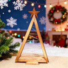 1 pieza/2 piezas Árbol de Navidad de madera, centros de mesa navideños de árbol de madera de estilo granja moderna para mesas, decoraciones navideñas para el hogar, fiestas, mesa, chimenea, estantería