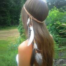 GORTIN Boho Headband Brown Peacock Headbands Hippie Headband Headwear Festival Party Headpiece Women (Type B) - B型 - 查看 1