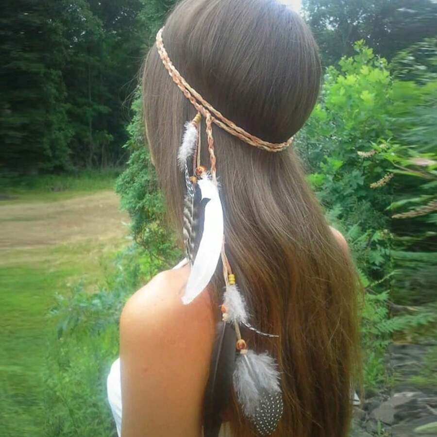 GORTIN Boho Headband Brown Peacock Headbands Hippie Headband Headwear Festival Party Headpiece Women (Type B) - B型 - 查看 1