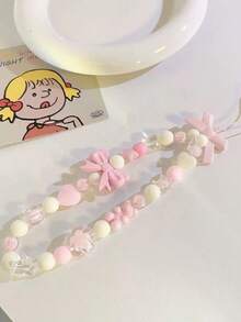 Laccetto rosa con fiocco, cinturino per telefono, cinturino da polso, portachiavi braccialetto adatto per tutte le custodie per telefono, braccialetto portachiavi adatto per la serie , accessori da ragazza in corda