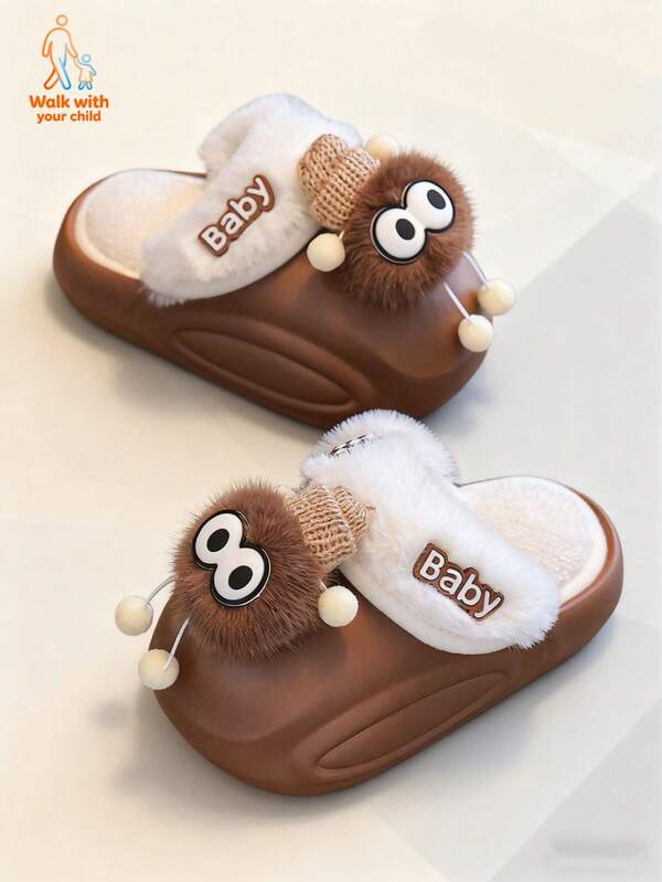 Walk With Your Child 1 Pair Of Cute Plush Children's Slippers With Cartoon, Anti- And Comfortable Designs, Suitable For Both Boys And Girls. Birthday Gifts, Halloween Gifts, Christmas Gifts