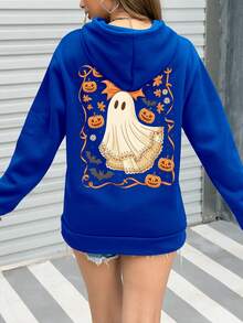 定制女士连帽衫 - 添加您自己的文字和图像（家庭照片/自拍/宠物照片/朋友照片）来设计您的个性化印花连帽衫，选择字体和颜色，定制家庭成员连帽衫，印有婴儿/情侣/家庭/宠物照片，定制舒适宠物连帽衫，个性化宠物运动衫，印有可爱宠物照片的女士连帽衫 - 藍色 - 查看 2