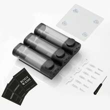 Shampoo And Conditioner Dispenser, Shower Dispenser 3 Chamber No Drill Shampoo Dispenser For Shower Wall Mounted Shower Soap Dispenser For Bathroom Hotel, 3*300ML - 黑色 - 查看 6