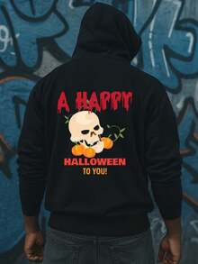 1 Piece Halloween Hoodies Graphic Hoodies Men's Long Sleeve Black Aesthetic Comfortable Funny Oversized Ghost Dames Warm, Suitable For Casual Wear, Perfect For Outdoor Activities Daily And Weekend Wear Spring Summer Outdoor & Home Wear Oversized Hoodie - Black - View 1