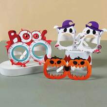 8pcs Halloween Decoration Paper Glasses Pumpkin Spider Shaped Ghost Party Funny Photo Props Paper Glasses,Trick Or Treat Decorations - 彩色 - 查看 5