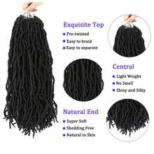 New Faux Locs Crochet Hair 14-36 Inch 1 Pack Fashion Extended Soft Locs For Women Most Natural Locs Crochet Braiding Hair Curly Wavy Pre-Looped Goddess Locs Braids Hair Extensions 1B 12 Strands - Black - View 3