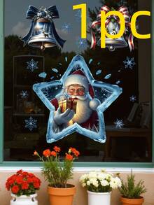 1-2 peças de adesivos de parede para decoração de árvore de Natal com laço de fita vermelha, adesivo de decoração de Papai Noel azul fantasia, decoração de vidro para janela, adesivo estático, decoração clássica para feriados, dupla face visível, adesivo de vidro, adequado para casa, banheiro, festa, decoração de loja, decoração de vidro para quarto, decoração de casa. Decoração de Natal, decoração de Natal, decoração de árvore de Natal, decoração de presente, Ação de Graças, casamento, decorações de aniversário para presentes, enfeites de Halloween para feriados internos