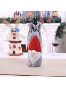 New Christmas Day Decoration Supplies Red Wine Set Winery Bar Red Wine Bag Machine Embroidered Wine Bottle Set Table Supplies