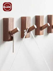 1/2/4/6 pièces Crochet de manteau simple et unicolore en bois naturel, crochet de manteau mural en noyer, crochet décoratif pour porte pour la buanderie, la boutique, le café-bar