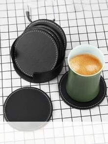 定制北欧风格圆形PU杯垫，咖啡杯皮革隔热餐垫，毕业纪念礼物，生日节日礼物，婚礼派对装饰，家居厨房装饰，桌面保护，热牛奶垫，情侣纪念品，酒吧KTV装饰，茶馆必备 - 彩色 - 查看 5