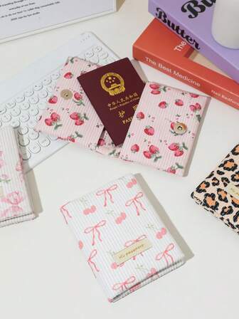 1 Cute Embossed Cartoon Kawaii Multi-Layer Passport Wallet For Women And Men With Bow Print, Portable Multi-Functional ID Card And Bank Card, Suitable For Back To School, Embossed Cartoon Kawaii Multi-Layer Passport Holder For Girls, Students, Unisex, Back To School Supplies, Travel Accessories, Passport Bag