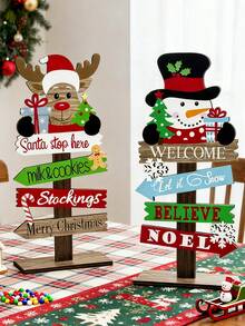 Charming Wooden Christmas Decor Set - Santa, Snowman & Reindeer Ornaments For Desktop Display,Wooden Freestanding Reindeer Personalised Christmas Table Decorations,Personalised Wooden , Personalised Family Christmas Decoration, Christmas Decor, Freestanding Reindeer Family Decorations,
