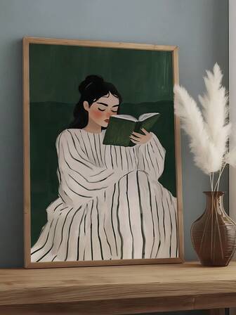 1ชิ้น โปสเตอร์รูปผู้หญิงวินเทจอ่านหนังสือ สีเขียวมรกต ภาพวาดบนผนังผ้าใบรูปผู้หญิงอ่านหนังสือ สไตล์มินิมอลลิสต์ สีน้ำสวยหวาน ภาพพิมพ์สวยงามสำหรับคนรักหนังสือ ตกแต่งห้องนอน ตกแต่งห้องนั่งเล่น ตกแต่งสำนักงาน ตกแต่งหอพัก ศิลปะบนผนัง ของตกแต่งผนัง ของตกแต่งบ้าน ของตกแต่งห้อง ภาพวาดบนผนังผ้าใบ โปสเตอร์ ศิลปะบนผนังพร้อมกรอบ กรอบเสริม