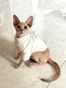 柔软贴身纯色宠物内衣，幼犬T恤，狗狗T恤和猫咪衣服，适合小型/中型宠物的舒适宠物服装 - 米色 - 查看 7