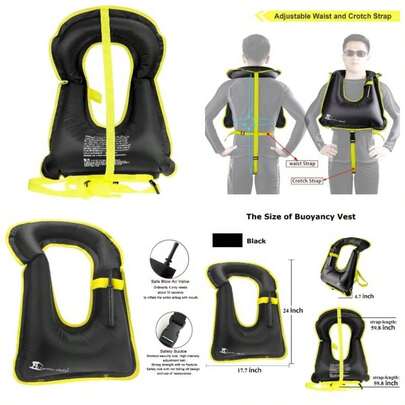Inflatable Snorkel Vest Kayak Swimming Vest Adults Snorkel Vests Inflatable Buoyancy Vest Snorkeling Sports Beginner Adults - Only 96 - 220 Lbs