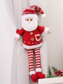 1pc Christmas Curtain Tie Back, Various Styles Available, Santa Claus & Snowman With Feet Curtain Tiebacks, Indoor Christmas & Halloween Gift, Party Decor - Multicolor - View 7
