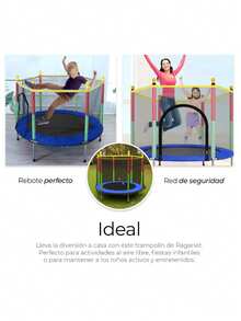 Trampolín Brincolin para Niños, Niñas, Red , Resortes Reforzados, Barras Acolchadas, Trampolín Infantil  y Resistente para Uso Interiores y Exteriores, 1.40 Metros - Multicolor - Ver 7