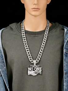 1 件项链水钻永不放弃吊坠项链感觉风格男士链式迈阿密项链男士 15 毫米冰晶嘻哈珠宝万圣节 - C款吊墜項鍊 - 查看 8