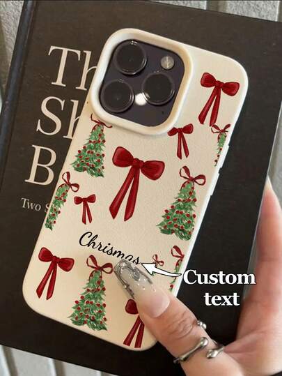 1 capa de celular personalizável com tema natalino, compatível com iPhone 17 Pro Max/17 Air/15 Pro Max/16 E/14 Plus/13/12/11, S24/20 Ultra, Redmi Note 13 Pro Plus, feita de TPU com árvore de Natal, laço vermelho, enfeites de Natal, flocos de neve, repleta de atmosfera de outono, presente de Natal ideal para família e amigos