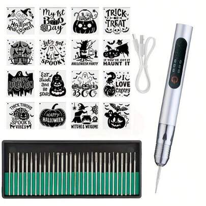 JANGKLIFE Multifunctional Electric Sanding Tool Set, Portable USB Charging, A Complete Set Of 54 Accessories And 16 Engraving Templates, 3 Speeds 5000rpm-18000rpm, Equipped With Lithium-Ion Battery, Suitable For Grinding, Cutting, Polishing, Engraving, Polishing, Drilling And DIY Creation