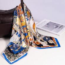 Mulberry Silk Scarfs Small Square Scarfs For Women 21" X 21" Lightweight Square Satin Head Scarf Neck Scarves{"Size_name":"27.5\"","Color_name":"Blue"} - 藍英吋 - 查看 7