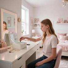 Lolalet 2 Layer Jewelry Box For Teen Girls And Young Women Jewelry Organizer Case With Round Clasp And Mirror For Earrings Rings Necklaces Storage Gift Idea Cloud White