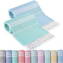 2 Packs Turkish Beach Towels Quick Dry Sand Free Soft Absorbent Adult Oversized Bath Pool Swim Towel Lightweight Thin Fast Drying Over The Lounge Chair Towel Sand Repellent Anti Vacation Essentials - 薄型套裝綠松石貂皮色272x36英寸 - 查看 8