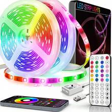 NBBUFF Luzes de Tira LED RGB para Decoração de Quarto (3ft-100ft), com Controle Remoto de 44 Teclas e Controle por APP, Pode Ajustar Cor, Brilho e Velocidade, Temporizador, Muito Fácil de Instalar, Luzes LED Sincronizadas com Música para Quarto, Cozinha, Sala de Estar, Decoração de Atmosfera para Festa de Feriado, Decoração de Natal, Decoração de Ano Novo, Luz de Bottom para TV