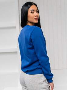 BOLF Sweatshirt Pullover Sport Frühling Sommer Herbst Winter Rundhals Basic Einfarbig Klassisch - Kobalt - Übersicht 3