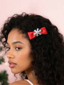 Christmas Hair Clips, Women's Bow Girl Christmas Gift, Christmas Bow Snowflake Headband Bow Hair Clips, Women's Holiday Hair Accessories - Multicolor - View 8