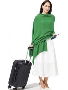 Soft Cashmere Blend Wrap Chic Scarf Women Travel Large 87x28 - 森林綠 - 查看 2