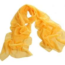 ™   Fashionable Soft Chiffon Scarfhalloween - Solid / Golden Yellow - View 12