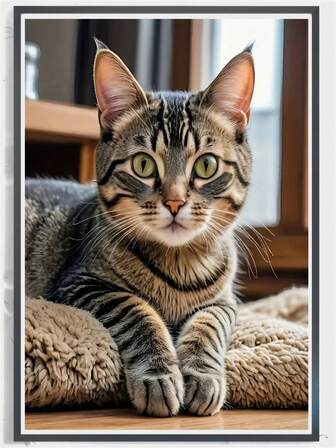 1 件套钻石画套装，圆形钻石，生动的猫咪动物主题，初学者帆布墙饰，动物爱好者 DIY 工艺刺绣艺术礼物，家居和办公室装饰