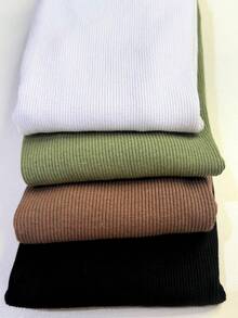 Kit 4 Women's Tank Top Foreign Blogger Premium Stylish Blouse Winter Mother's Day Girlfriend - 深綠色,棕色,白色和黑色 - 查看 5