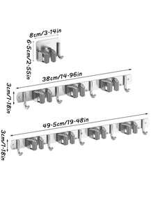 1 件不锈钢扫帚和拖把多架挂钩 - 自粘式，无需钻孔 - 通用厨房、浴室和花园、实用挂钩、实用挂钩 - 彩色 - 查看 11